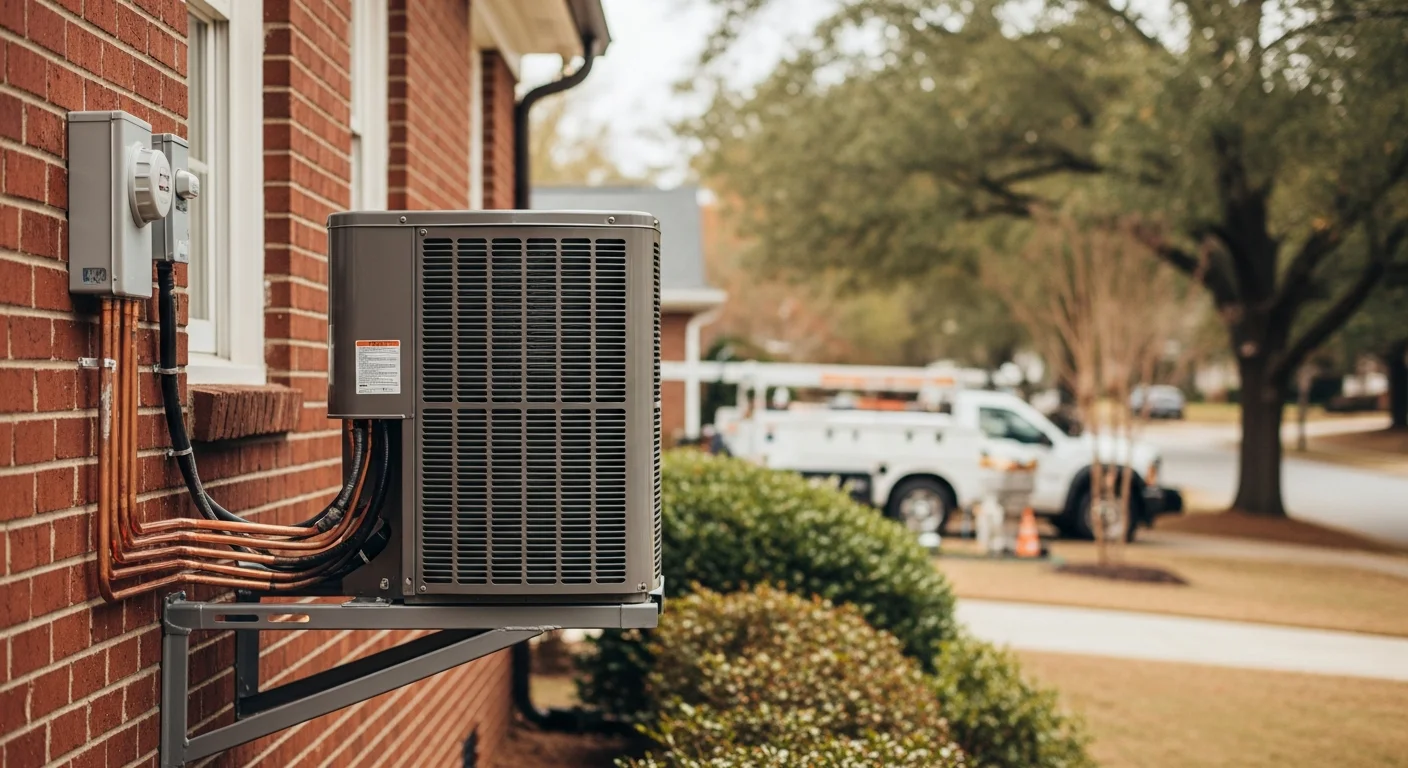 HVAC technician installing heating and cooling system